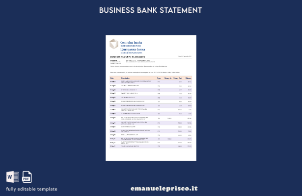 stile verificato Modello di estratto conto bancario centrale aziendale in format
